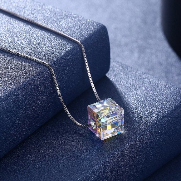 Jewelry - 14k Gold Swarovski Crystal Sterling Silver Necklace